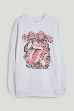 Sweats C&A Clockhouse Rolling Stones Femme Blanche | CZ0635421
