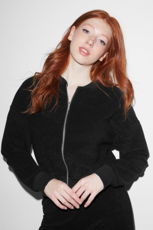 Sweats C&A Clockhouse Terry Cloth Zip-through Femme Noir | QM6732805
