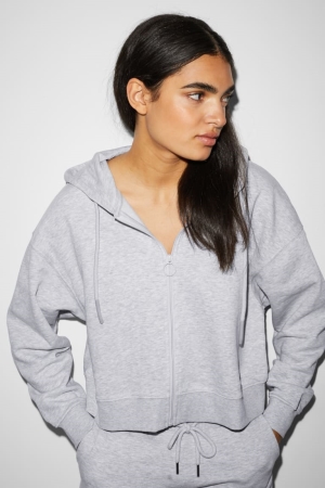 Sweats C&A Clockhouse Zip-through With Hood Femme Grise Clair | IL4680739