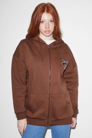 Sweats C&A Clockhouse Zip-through With Hood Femme Marron | XT8135624