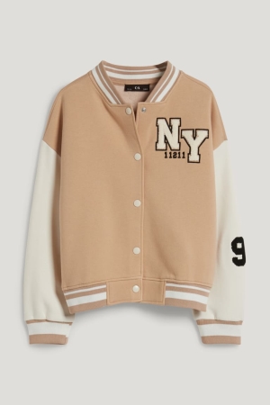 Sweats C&A Extended Sizes Zip-through Fille Beige | ZA0231698