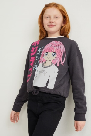 Sweats C&A Fille Grise Foncé | OU1907482