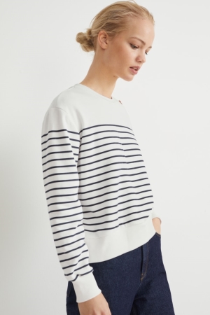Sweats C&A Rayé Femme Blanche | HN3972016