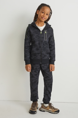 Sweats C&A Set Zip-through And Joggers 2 Piece Patterned Fille Noir | KL7064529