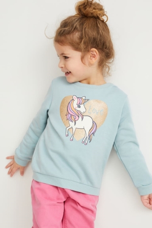 Sweats C&A Unicorn Fille Bleu Clair | KX9823074