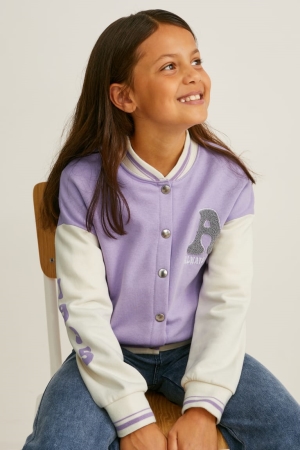 Sweats C&A Zip-through Fille Violette Clair | DA1068439