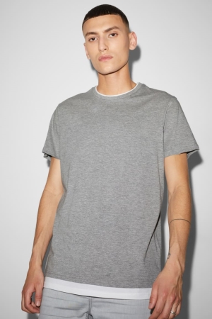 T Shirts C&A 2-in-1 Look Homme Grise | RB8973105