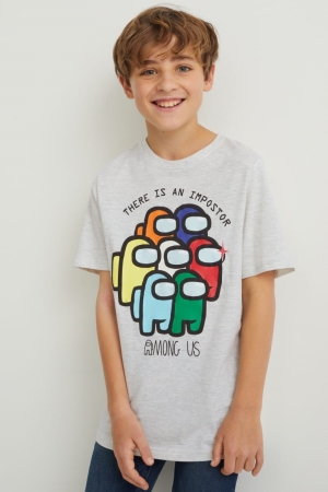 T Shirts C&A Among Us Sleeve Garcon Grise Clair | YB4825670