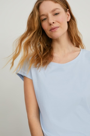 T Shirts C&A Basic Femme Bleu Clair | QG4796215
