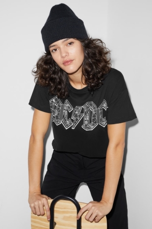 T Shirts C&A ClockhouseAc/Dc Femme Noir | PD7195280