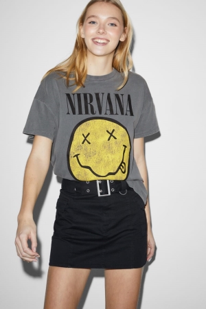 T Shirts C&A ClockhouseNirvana Femme Grise | EX1890325