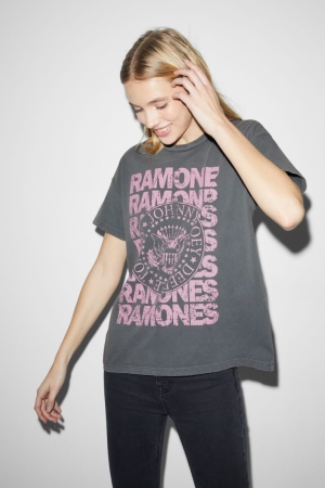 T Shirts C&A ClockhouseRamones Femme Grise | UP7850361