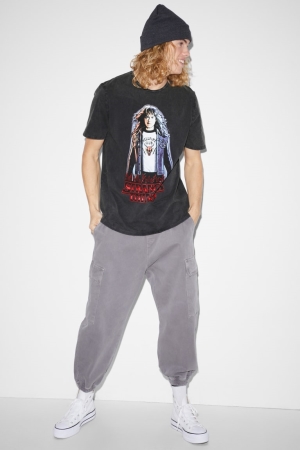 T Shirts C&A ClockhouseStranger Things Homme Grise Foncé | GR5376428