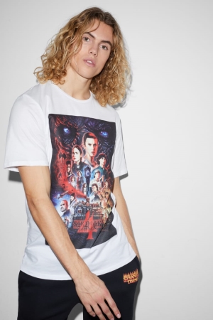 T Shirts C&A ClockhouseStranger Things Homme Blanche | ZS7862905
