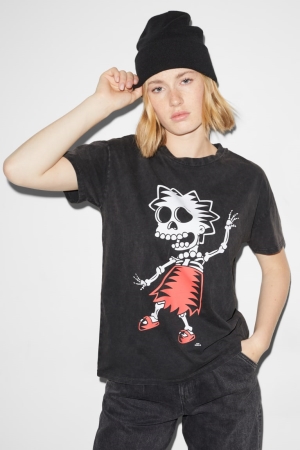 T Shirts C&A ClockhouseThe Simpsons Femme Grise Foncé | BM4536108