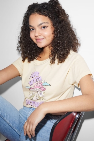 T Shirts C&A Clockhouse Femme Beige | BO0928573