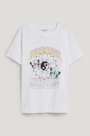 T Shirts C&A Clockhouse Femme Blanche | AM5917468