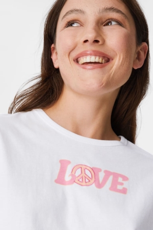 T Shirts C&A Clockhouse Femme Blanche | BI1840239