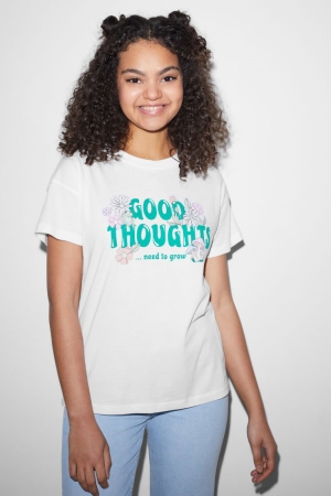 T Shirts C&A Clockhouse Femme Blanche | VO7359246