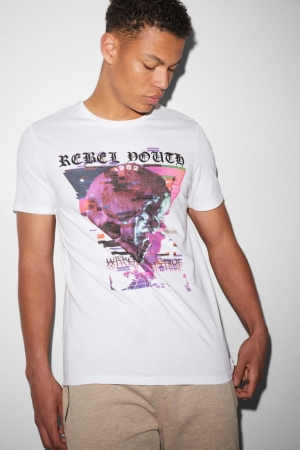 T Shirts C&A Clockhouse Homme Blanche | CM0193652