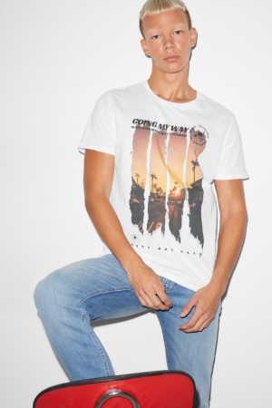 T Shirts C&A Clockhouse Homme Blanche | GS0968351