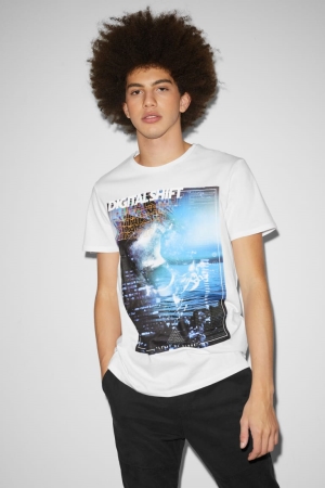 T Shirts C&A Clockhouse Homme Blanche | IO9152043