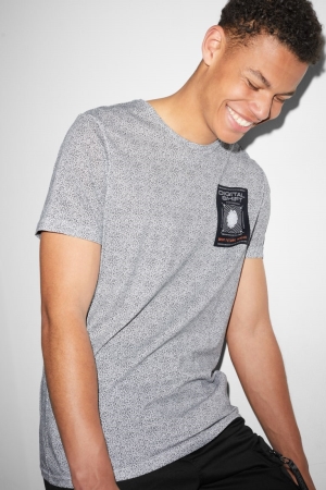 T Shirts C&A Clockhouse Homme Blanche Noir | MZ6520471