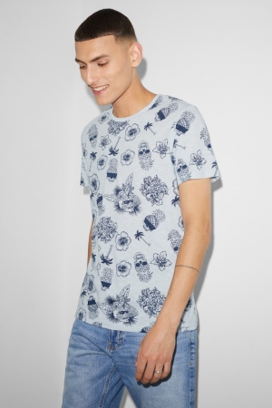 T Shirts C&A Clockhouse Homme Bleu Clair | CR5013289