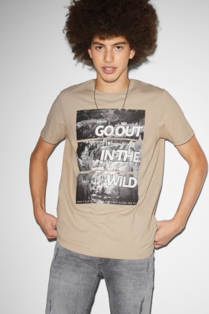T Shirts C&A Clockhouse Homme Marron Clair | BY4380719