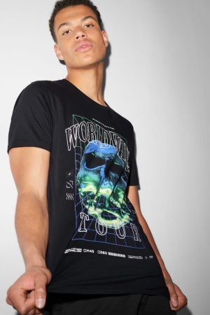 T Shirts C&A Clockhouse Homme Noir | LS1654702