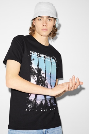 T Shirts C&A Clockhouse Homme Noir | PI9067834
