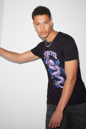 T Shirts C&A Clockhouse Homme Noir | XK0142798