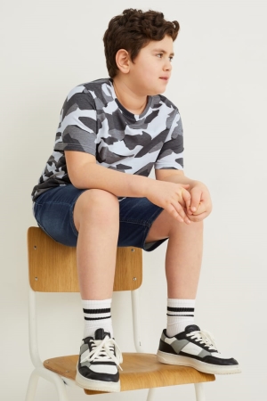T Shirts C&A Extended Sizes Multipack Of 3 Sleeve Garcon Grise Foncé Blanche | EA1450827