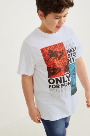 T Shirts C&A Extended Sizes Multipack Of 3 Sleeve Garcon Blanche | GB8609741