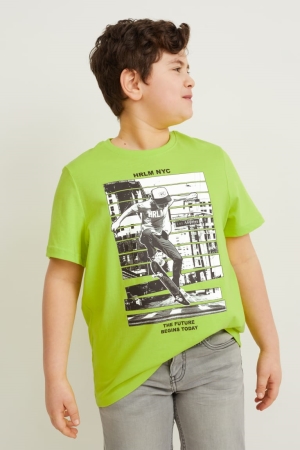 T Shirts C&A Extended Sizes Multipack Of 2 Sleeve Garcon Vert Clair | HP4637829