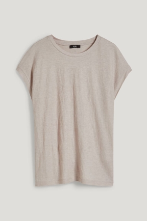 T Shirts C&A Femme Beige | HK3291465