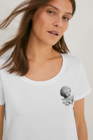 T Shirts C&A Femme Blanche | FR0431597