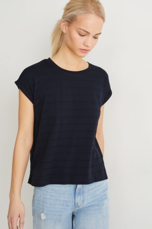 T Shirts C&A Femme Bleu Foncé | TW1728960