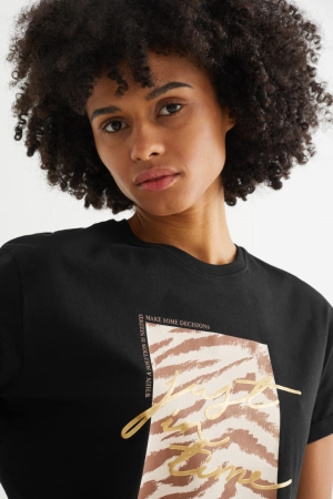 T Shirts C&A Femme Noir | OJ0623851