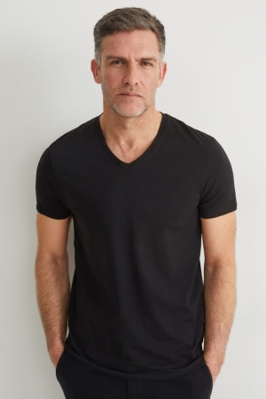 T Shirts C&A Flex Organic Coton Homme Noir | QC8197435