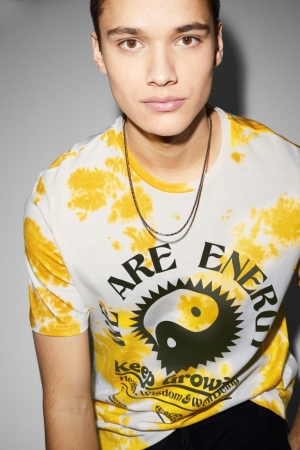 T Shirts C&A Homme Blanche Jaune | SO3189576