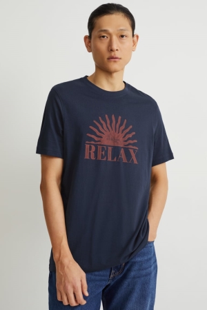 T Shirts C&A Homme Bleu Foncé | AL8704651