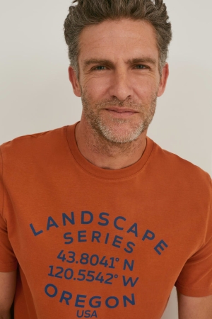 T Shirts C&A Homme Marron | AD5147860