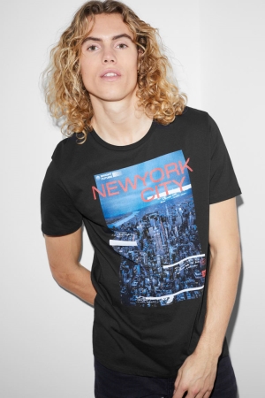 T Shirts C&A Homme Noir | DK4916358