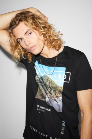 T Shirts C&A Homme Noir | JV8142796