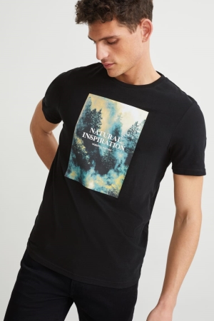 T Shirts C&A Homme Noir | ON2371568