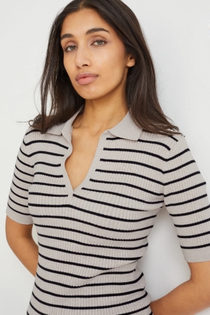 T Shirts C&A Lenzing™ Ecovero™ Rayé Femme Beige | AX6419287