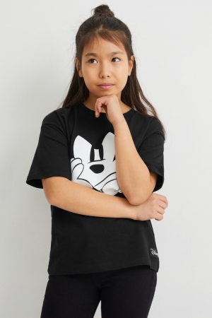 T Shirts C&A Mickey Mouse Sleeve Fille Noir | IN8254167