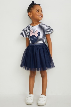 T Shirts C&A Minnie Mouse Set Sleeve , And Scrunchie Fille Bleu Foncé Blanche | SZ6205491