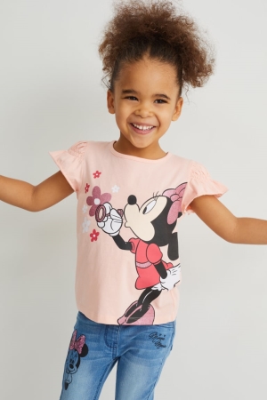 T Shirts C&A Minnie Mouse Sleeve Fille Rose | VB4158697